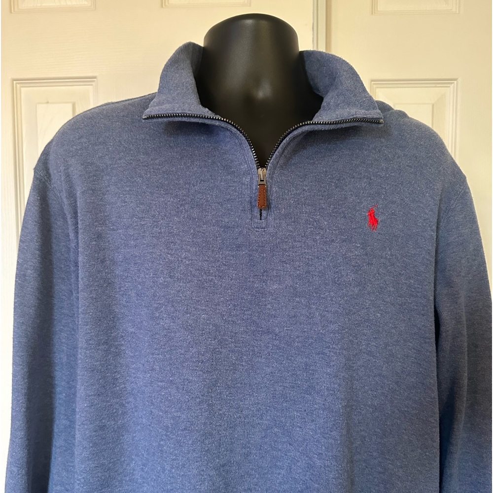 Polo Ralph Lauren Estate Rib pullover sweater with 1/4 zip Size L Blue